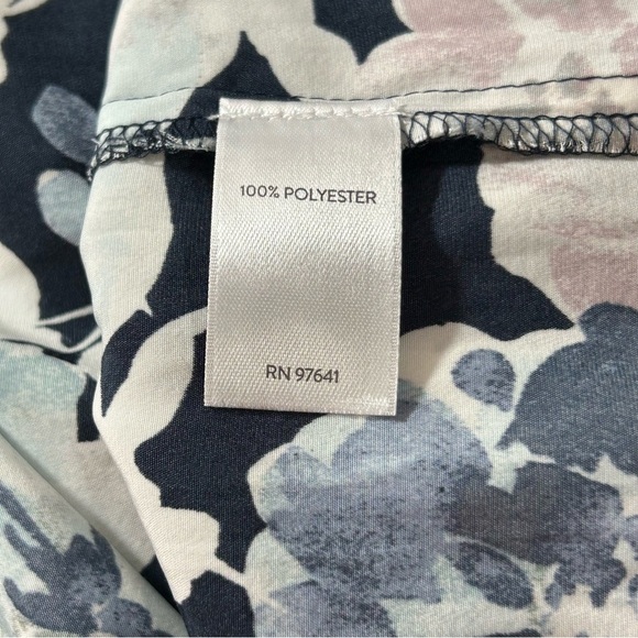 J.Jill Long Sleeve Women's Blouse Cold Shoulder Ruffle Cuff Blue Floral Size XL - Picture 4 of 7